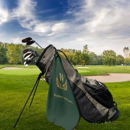 Smaragdgrünes Goldlaurel-Kranz-Monogramm Golfhandtuch