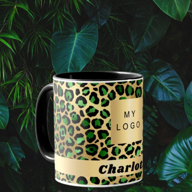 Smaragdgrünes Goldleopard-Cheetah-Firmenlogo Tasse (Von Creator hochgeladen)