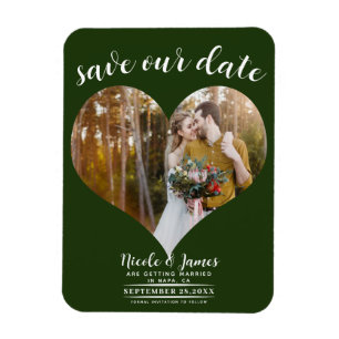 Smaragdgrünes Herz Foto Hochzeit Save the Date Magnet