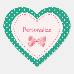 Smaragdgrünes Herz mit Namen Herz-Aufkleber