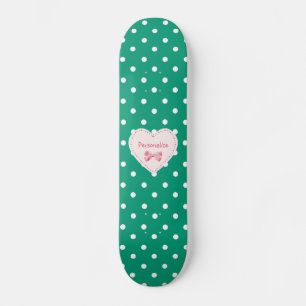 Smaragdgrünes Herz mit Namen Skateboard