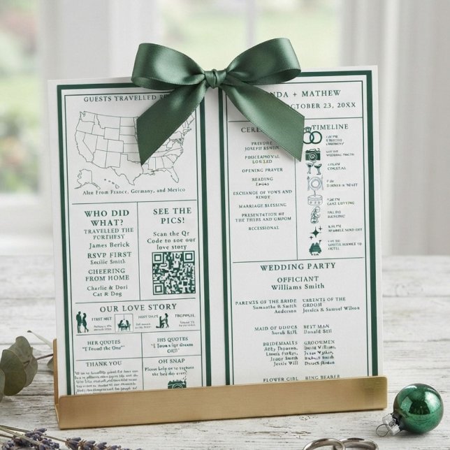 Smaragdgrünes Hochzeitsinfografik-Programm (Von Creator hochgeladen)