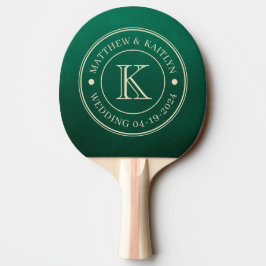 Smaragdgrünes Hochzeitsmonogramm Tischtennis Schläger