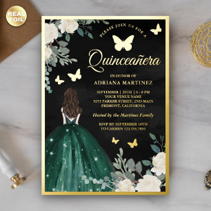 Smaragdgrünes Kleid Schmetterling Schwarz Quincean Folieneinladung