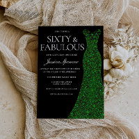Smaragdgrünes Kleid Sixty &Fab Schwarz 60. Geburts