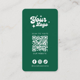 Smaragdgrünes Logo Qr Code Social Media Icons  Visitenkarte