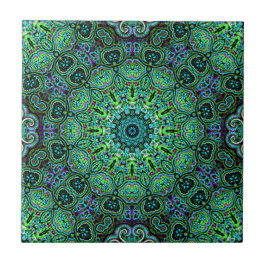 Smaragdgrünes Mandala-Design Fliese