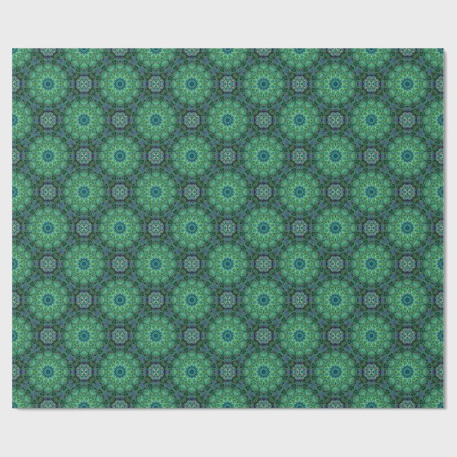 Smaragdgrünes Mandala-Design Geschenkpapier (Flach)