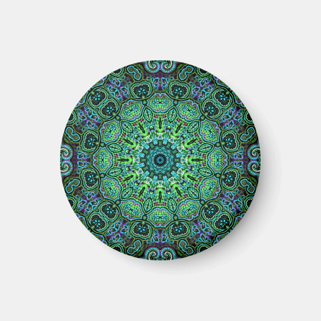 Smaragdgrünes Mandala-Design Magnet (Vorne)