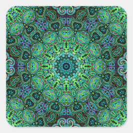 Smaragdgrünes Mandala-Design Quadratischer Aufkleber