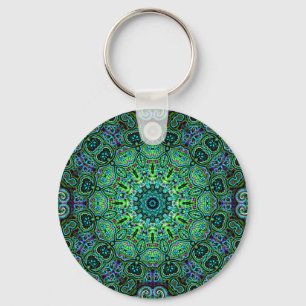 Smaragdgrünes Mandala-Design Schlüsselanhänger