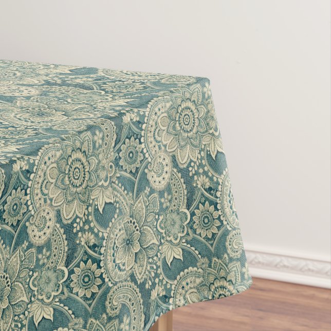 Smaragdgrünes Spitzenmedaillon Tischdecke (Beispiel)