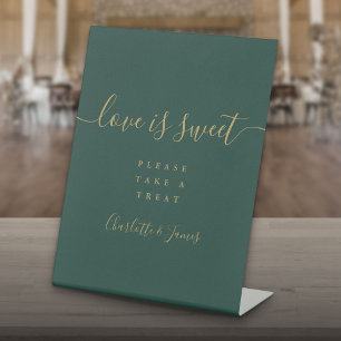 Smaragdgrünes und goldenes Skript Love Is Sweet Fa Sockelschild