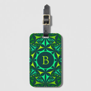 Smaragdgrünes verziertes Kaleidoskop-Monogramm Gepäckanhänger