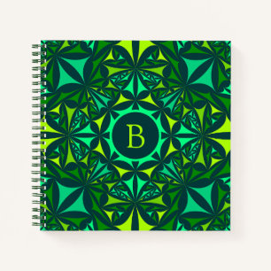 Smaragdgrünes verziertes Kaleidoskop-Monogramm Notizbuch