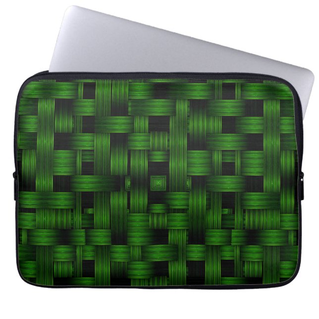Smaragdgrünes Webkorbmuster Textur Laptopschutzhülle (Vorderseite)
