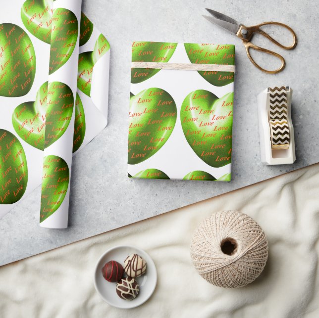 Smaragdherz gefüllt mit Liebe Geschenkpapier (Kunsthandwerk)