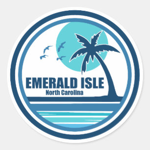 Smaragdinsel North Carolina Palme Vögel Runder Aufkleber