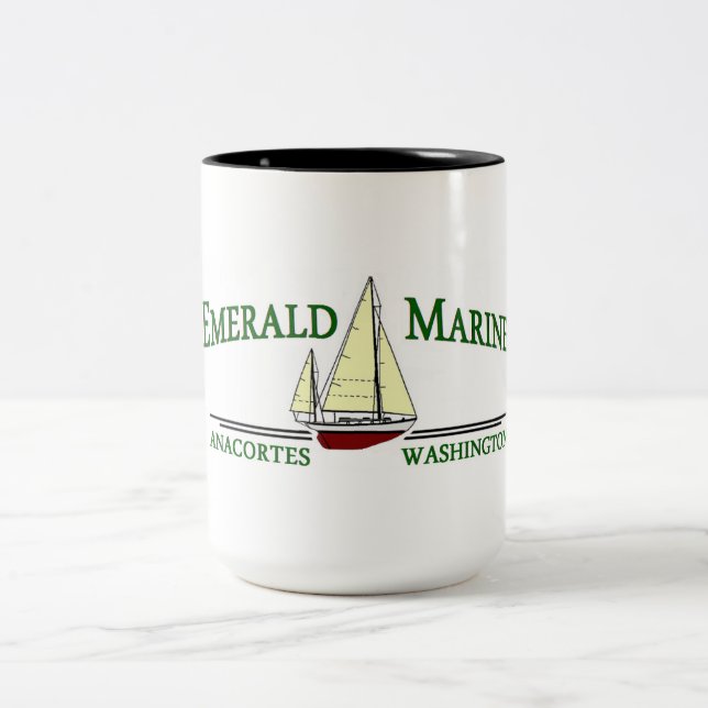 Smaragdmarinekaffee-Tasse Zweifarbige Tasse (Mittel)
