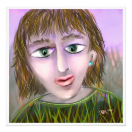 Smaragdneugier ~ Moderne feminine Porträtwand Fotodruck