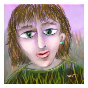 Smaragdneugier ~ Moderne feminine Porträtwand Fotodruck