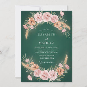Smaragdrote Brautkrone Hochzeit Einladung