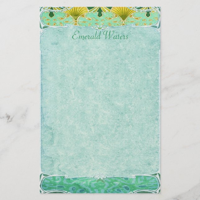 Smaragdwasser - Kunst Nouveau Briefpapier (Vorderseite)
