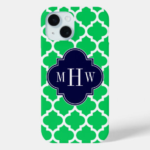 Smaragdweiß Marokkanisch #5 Navy 3 Anfangsmonogram Case-Mate iPhone Hülle