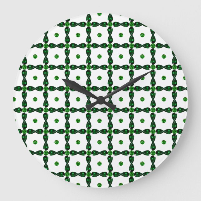 Smarald Gemstone Art, grün Große Wanduhr (Vorderseite)