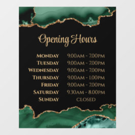 Smarald Green Agate Opening Stunden Fensterheber Fensteraufkleber