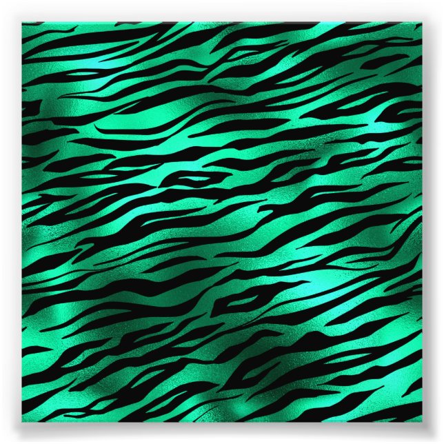 Smarald Green Black Tiger Stripe Wild Animal Fotodruck (Vorne)