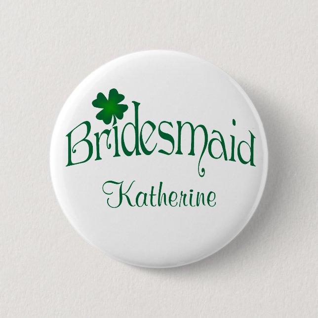 Smarald Green, Bridesmaid-Schaltfläche für weißes  Button (Vorderseite)