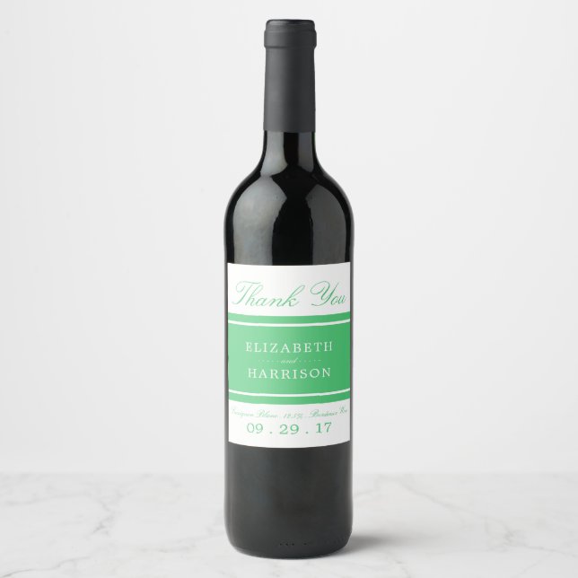 Smarald Green Modern Wedding Weinetikett (Vorderseite)