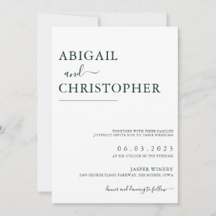 Smarald Green Romantic Simple Details zurück Einladung