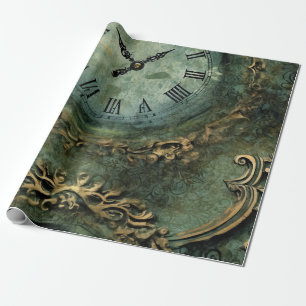 Smarald Green Rustic Steampunk Clock (1) Geschenkpapier