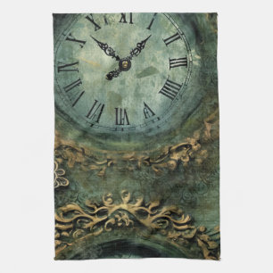 Smarald Green Rustic Steampunk Clock (1) Geschirrtuch