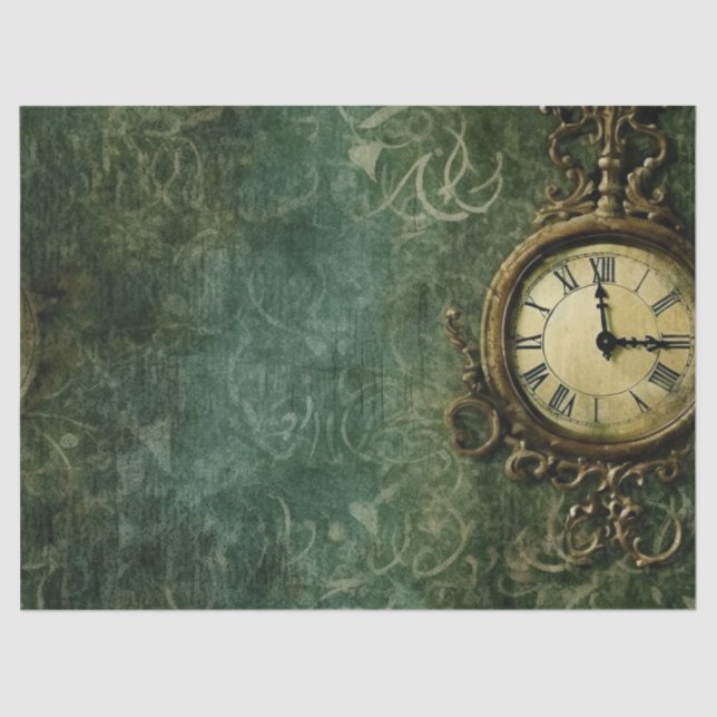 Smarald Green Rustic Steampunk Clock (3) Seidenpapier (Vorderseite)