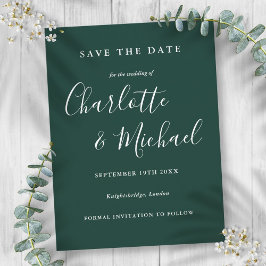 Smarald Green Script Wedding Save the Date Card Postkarte