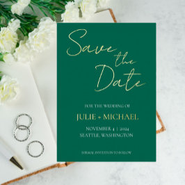 Smarald Green Simple Style Wedding Save the Date Folieneinladung