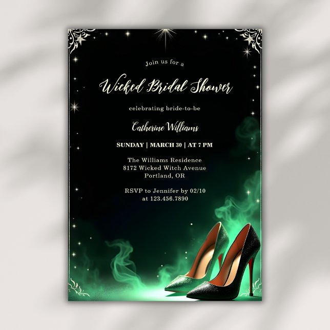 Smarald Green Style Magical Wicked Brautparty Einladung (Emerald Green Style Magical Wicked Bridal Shower Invitation)