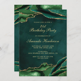 Smarald Green und Gold Agate Marble Einladung