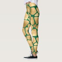 Smarald Green und Gold Giraffe Muster Leggings