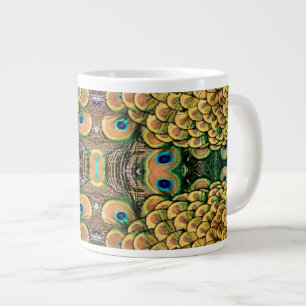 Smarald Green und Gold Peacock Feathers Jumbo-Tasse