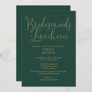 Smarald Green und Gold Script Bridesmaids Luncheon Einladung