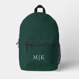Smarald Green und White   Modernes Monogramm Bedruckter Rucksack