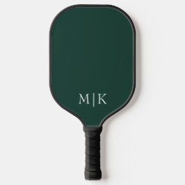 Smarald Green und White | Modernes Monogramm Pickleball Schläger