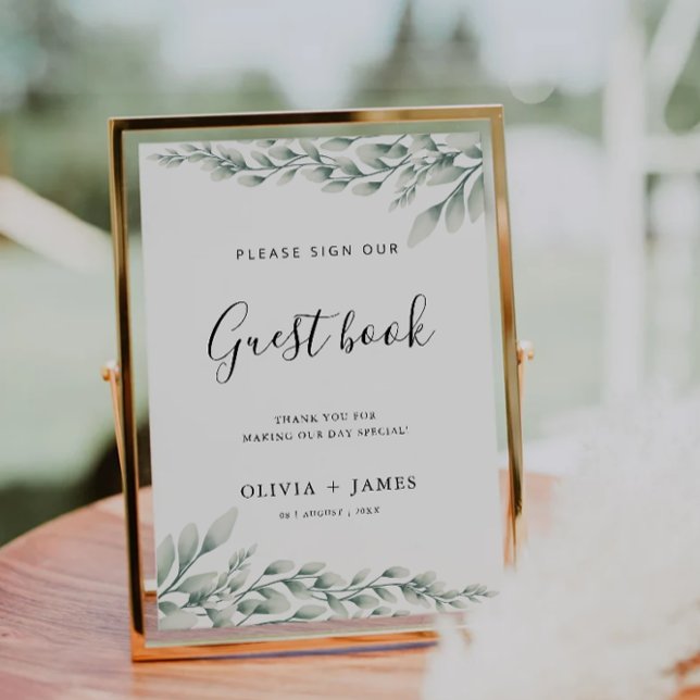 Smarald Green Wedding Guest Book Sign Template Einladung (Emerald Green Wedding Guest Book Sign Template)