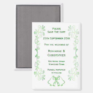 Smarald Green Wedding Save the Date Magnet Bells