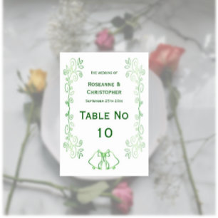 Smarald Green Wedding Table Zelt Sign Bells Tischnummer