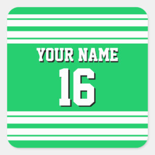Smarald Green White Team Jersey Name Quadratischer Aufkleber